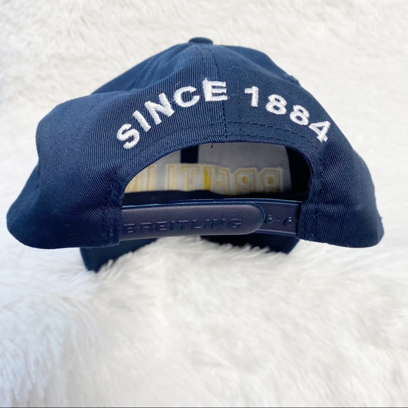 Breitling Navy Blue, White & Yellow Embroidered Logo Pilot's Cap Baseball Hat OS - Picture 7 of 10